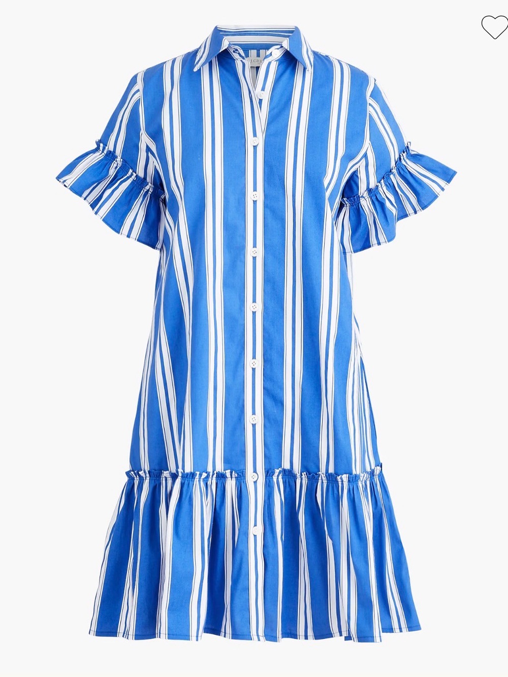 J. Crew Blue & White Striped Button-Front Midi Dress size 8